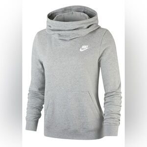 Nike Free Women's Black Cowlneck Sweatshirt Hoodie in Grey with White Size L